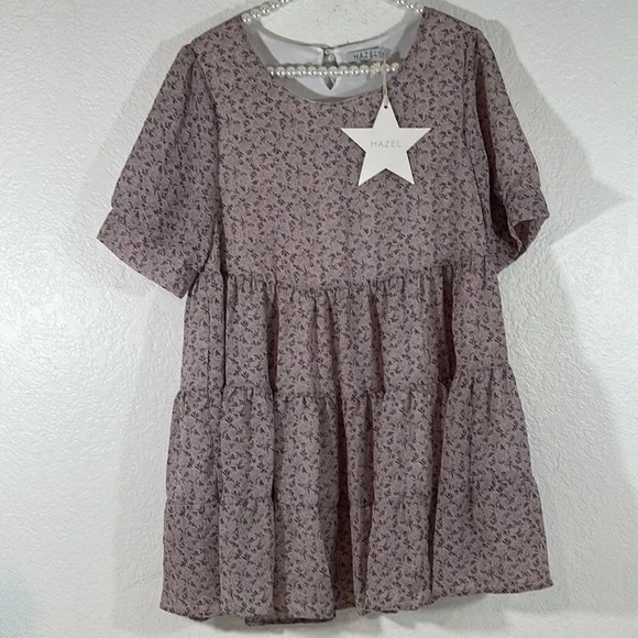 HAZEL Alison Lilac Flowy Lined Mini Dress Size Medium New - Picture 2 of 10